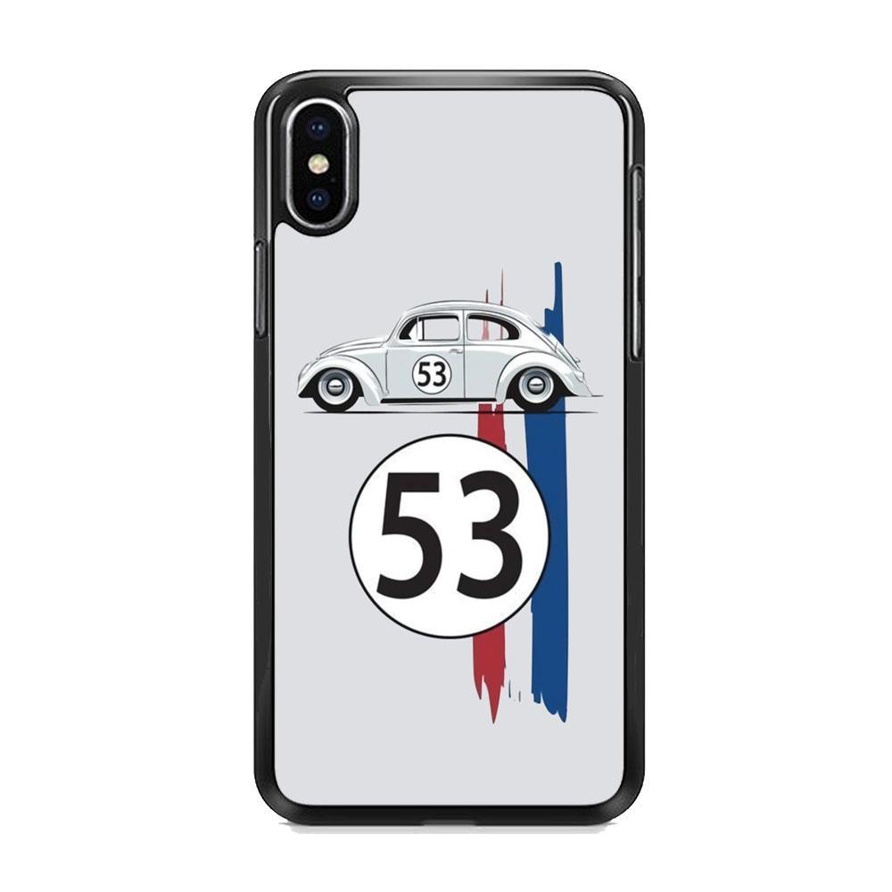 VW 53 Herbie iPhone XS MAX Case-Rubber White (2D Case)-Oxvistore