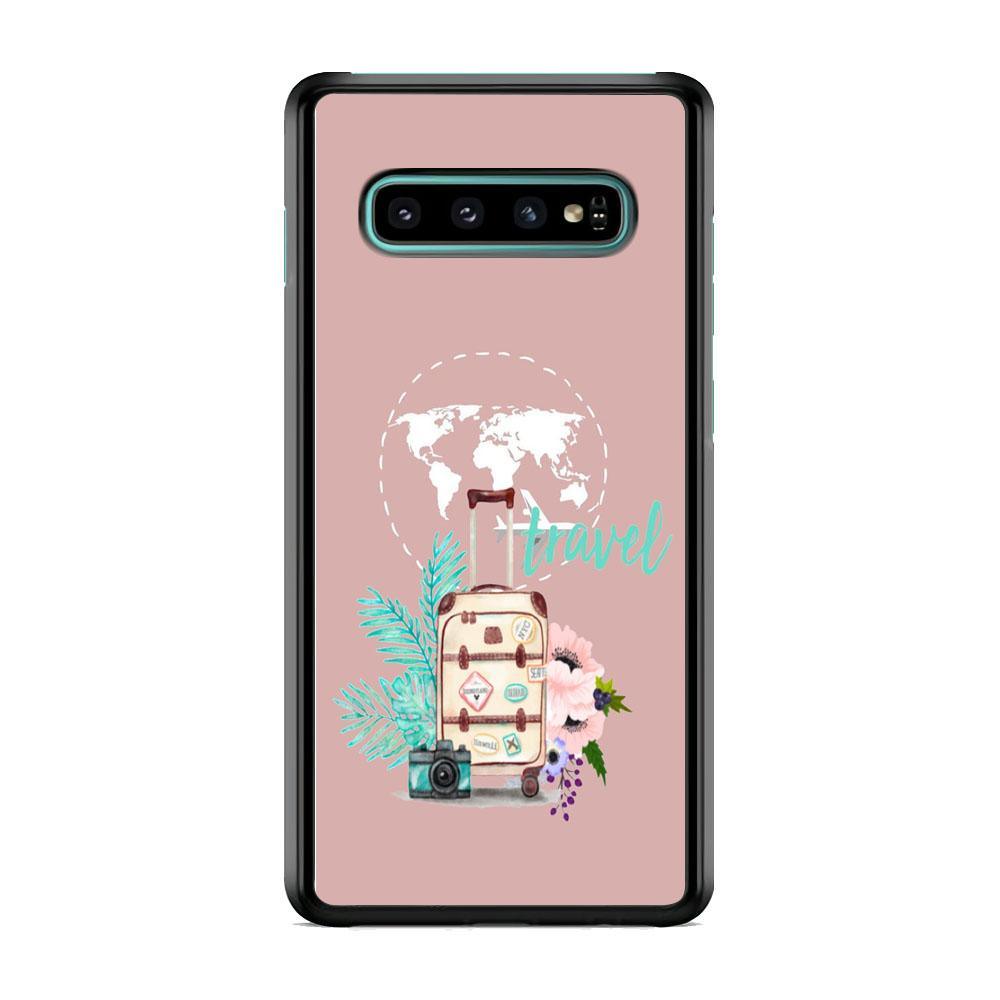 Vacation Suitcase Samsung Galaxy S10 Plus Case-Rubber Black (2D Case)-Oxvistore