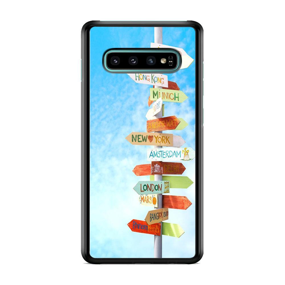 Vacation To The Next Destination Samsung Galaxy S10 Case-Rubber Black (2D Case)-Oxvistore