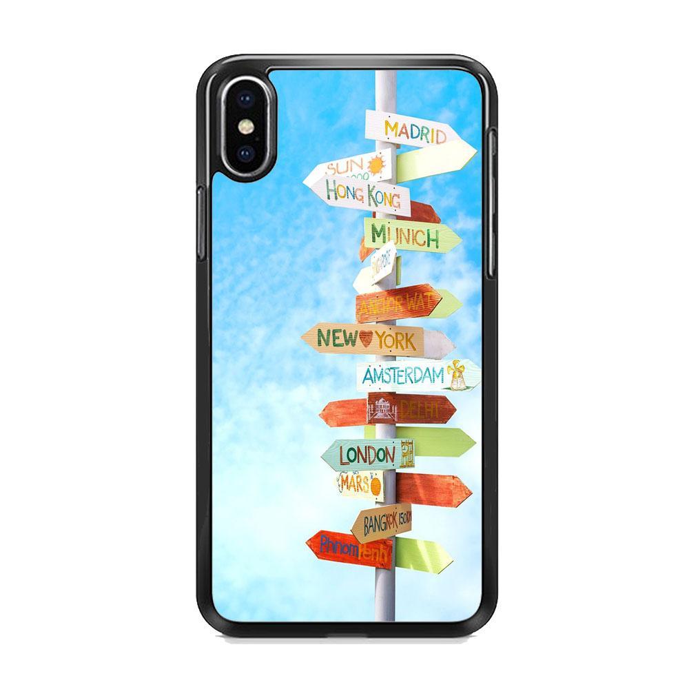 Vacation To The Next Destination iPhone XS MAX Case-Rubber Black (2D Case)-Oxvistore