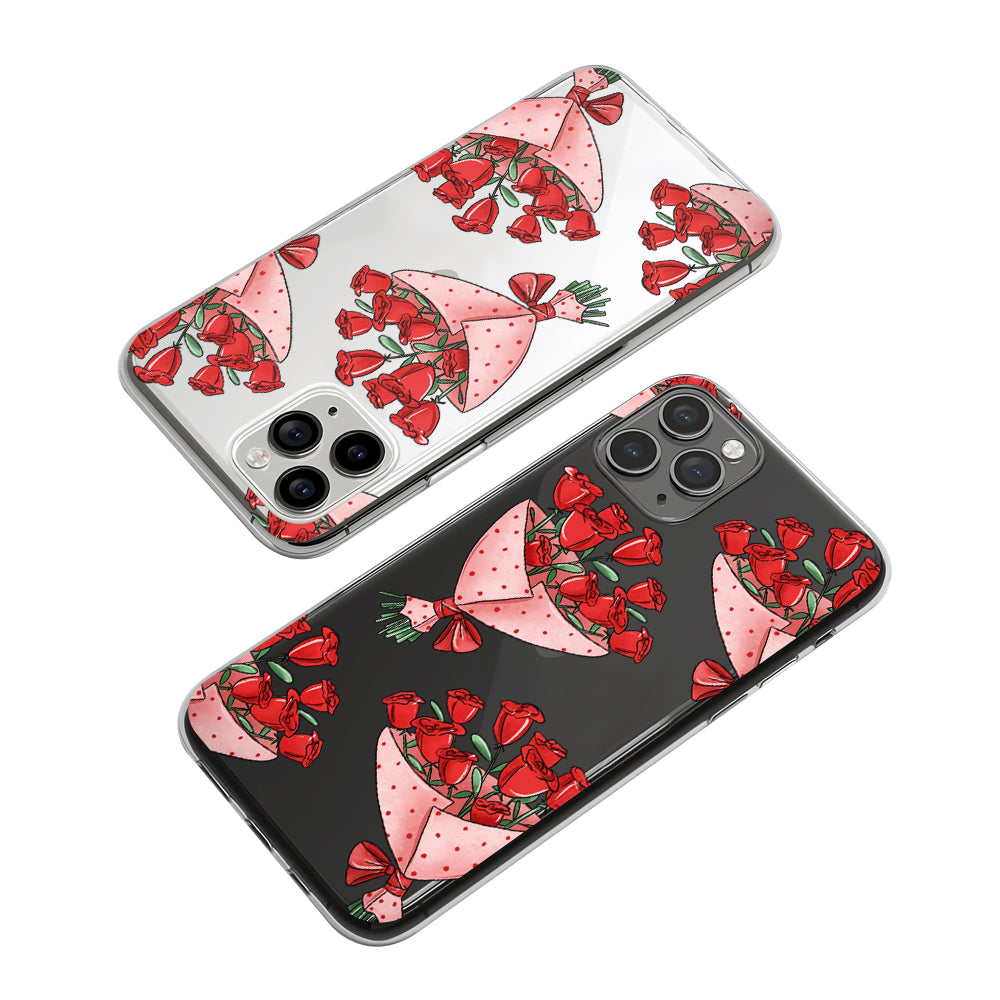 Valentines A Handful of Flowers Clear Soft Case