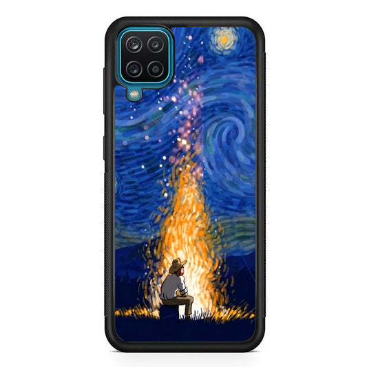Van Gogh Ideas from Fire Flame Samsung Galaxy A12 Case-Rubber Black (2D Case)-Oxvistore
