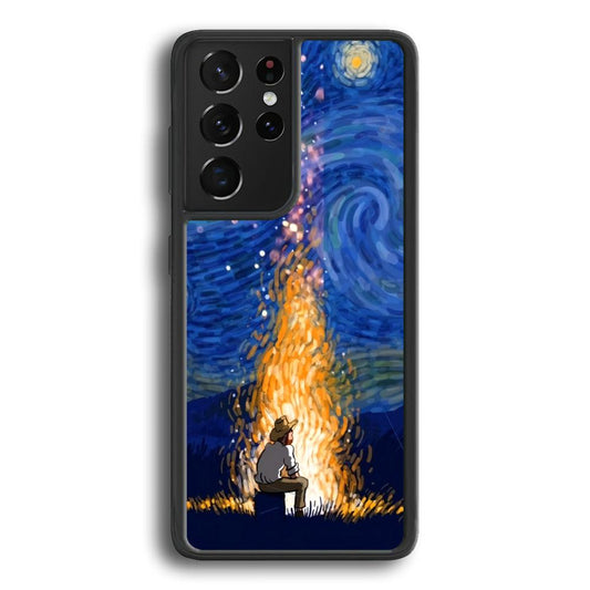 Van Gogh Ideas from Fire Flame Samsung Galaxy S22 Ultra Case-Rubber Black (2D Case)-Oxvistore