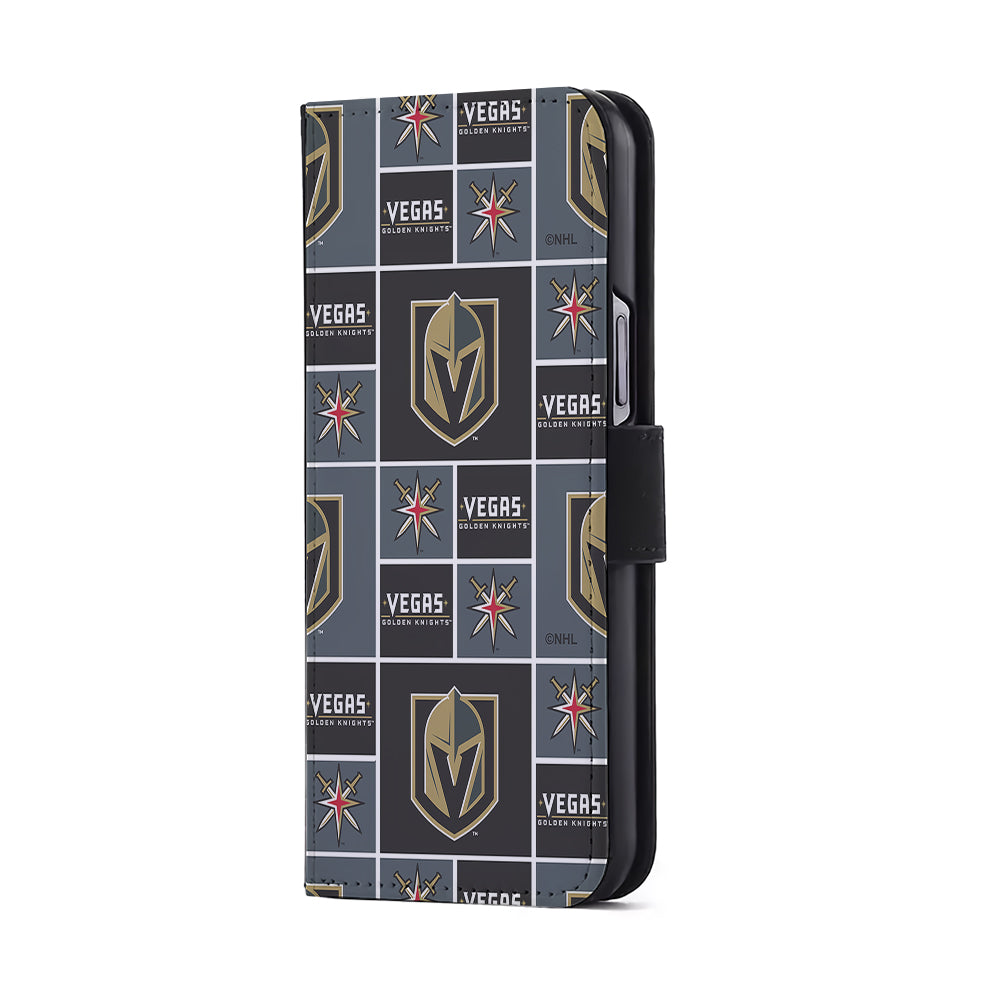 Vegas Golden Knights Pattern Flip Wallet Phone Case