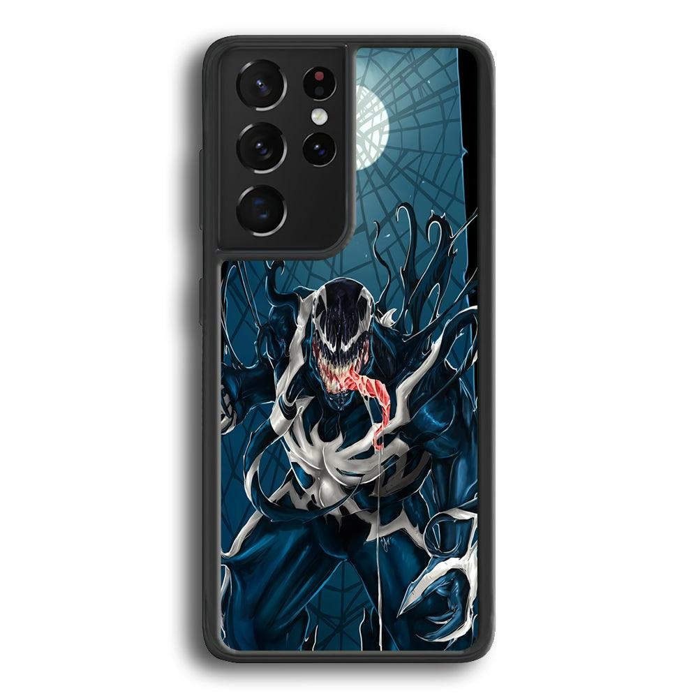 Venom Power from The Moon Samsung Galaxy S23 Ultra Case-Rubber Black (2D Case)-Oxvistore