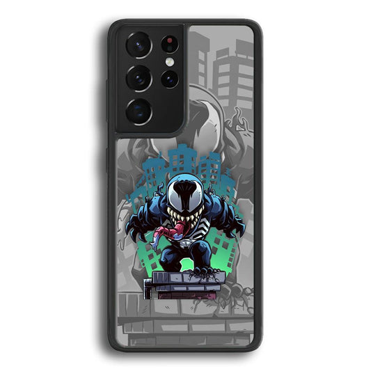 Venom Statue for The Town Samsung Galaxy S22 Ultra Case-Rubber Black (2D Case)-Oxvistore