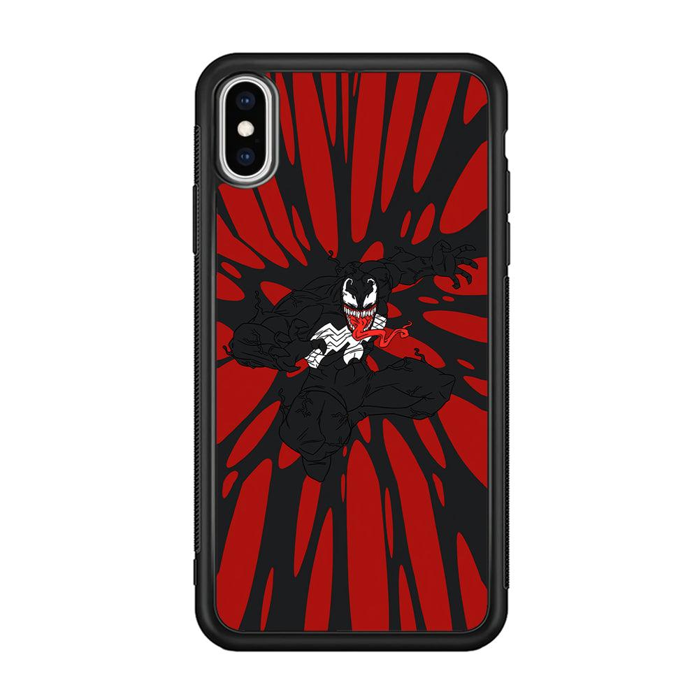 Venom The Nightmare Jump iPhone Xs Max Case-Rubber Black (2D Case)-Oxvistore