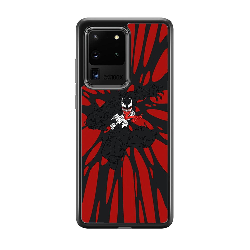 Venom The Nightmare Jump Samsung Galaxy S20 Ultra Case-Rubber Black (2D Case)-Oxvistore