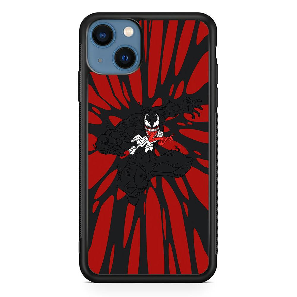 Venom The Nightmare Jump iPhone 15 Plus Case-Rubber Black (2D Case)-Oxvistore