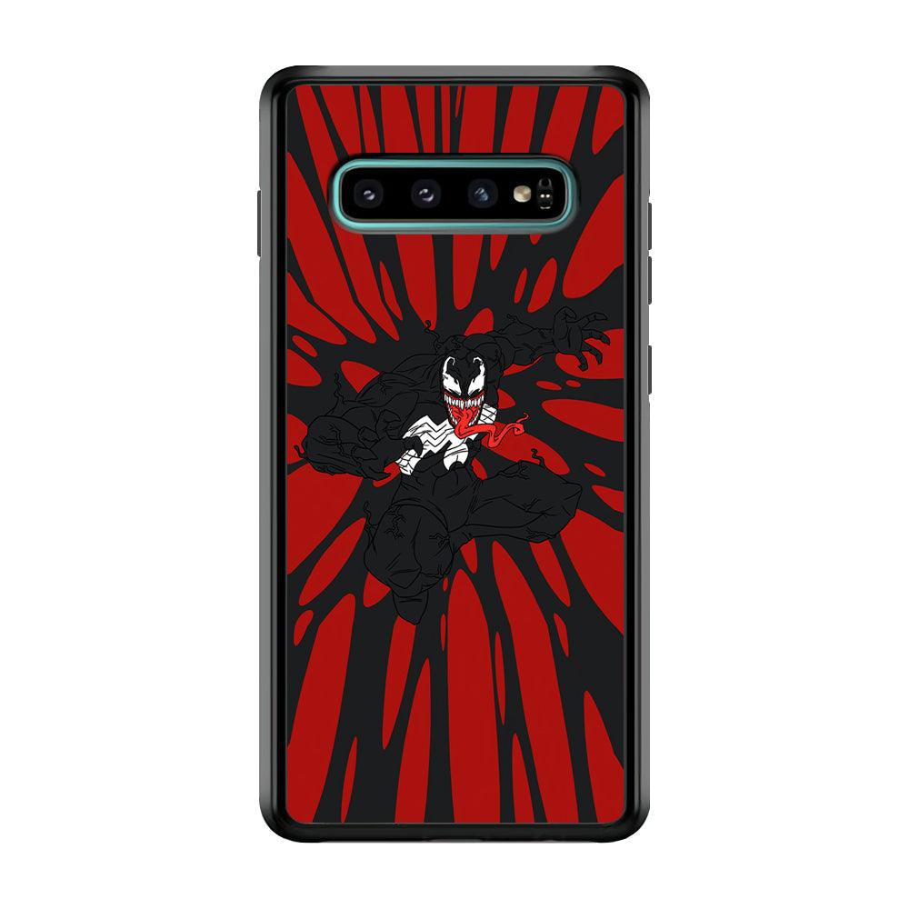 Venom The Nightmare Jump Samsung Galaxy S10 Case-Rubber Black (2D Case)-Oxvistore