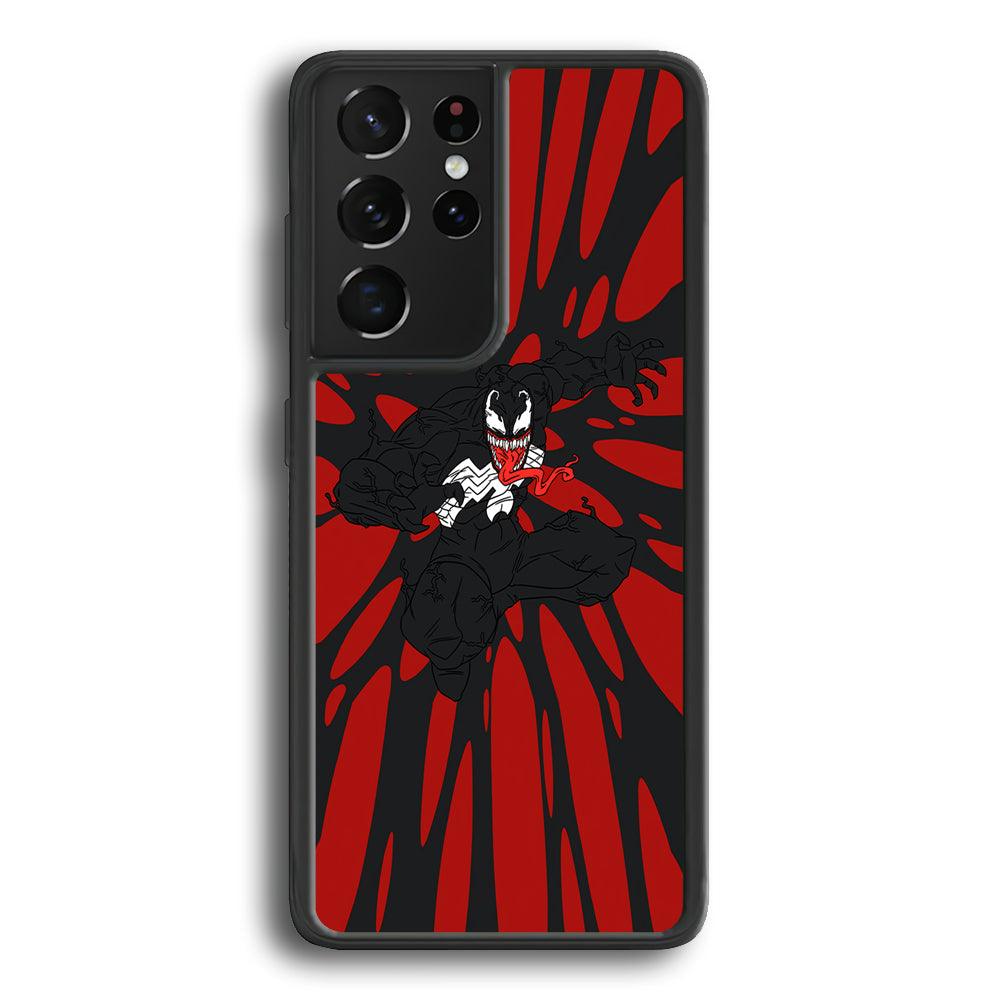 Venom The Nightmare Jump Samsung Galaxy S21 Ultra Case-Rubber Black (2D Case)-Oxvistore