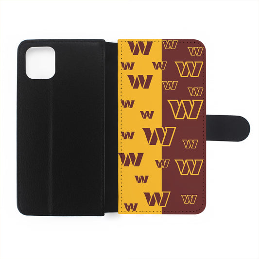 Washington Commanders Logo Pattern Flip Wallet Phone Case