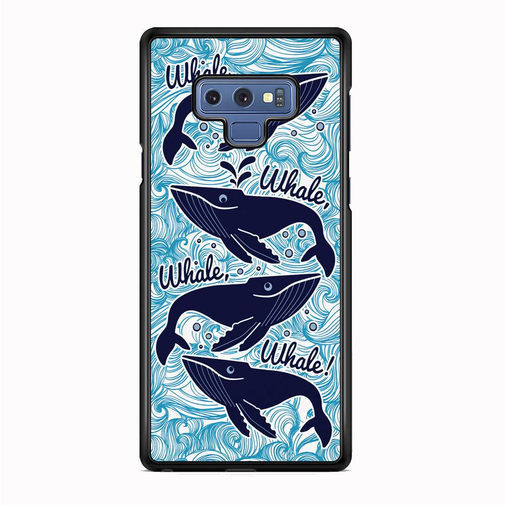 Whale Wave Oceanic Samsung Galaxy Note 9 Case-Rubber White (2D Case)-Oxvistore