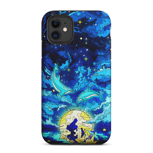 Whales Swimming in The Sky 2 in 1 Tough Phone Case-Oxvistore