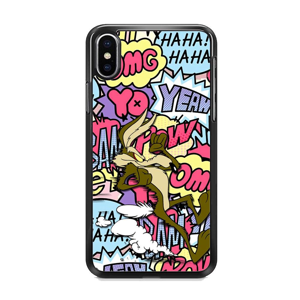 Wile Coyote Run Too Far iPhone X Case-Rubber White (2D Case)-Oxvistore
