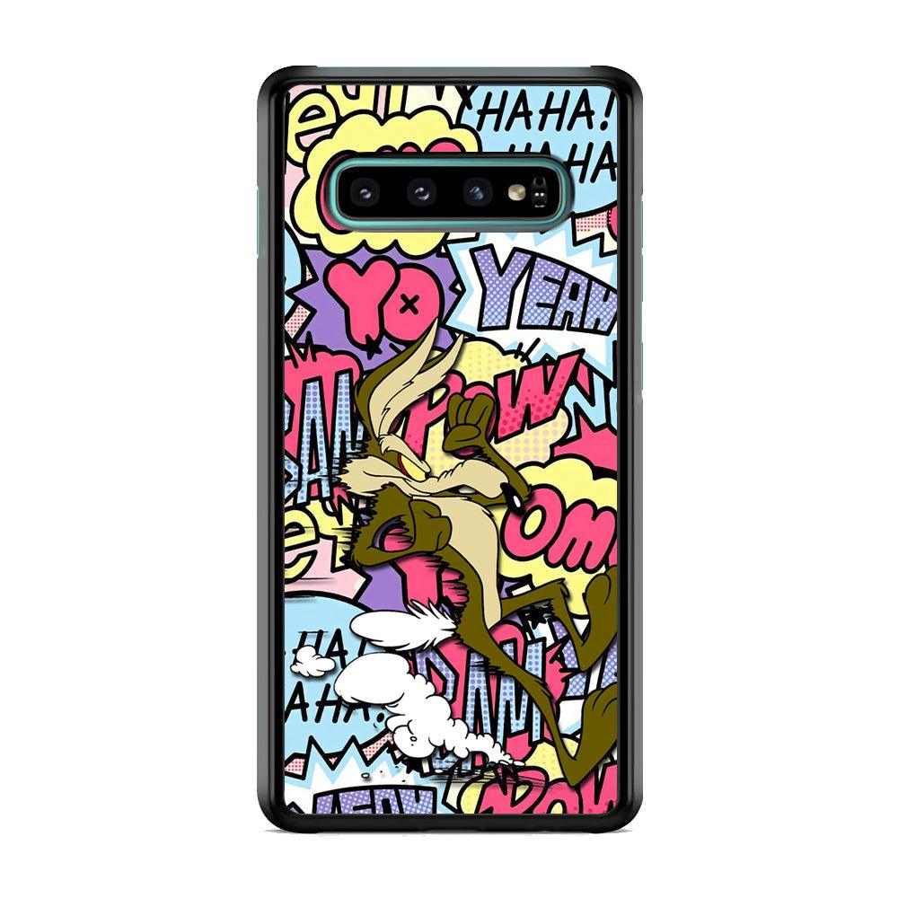 Wile Coyote Run Too Far Samsung Galaxy S10 Case-Rubber Black (2D Case)-Oxvistore