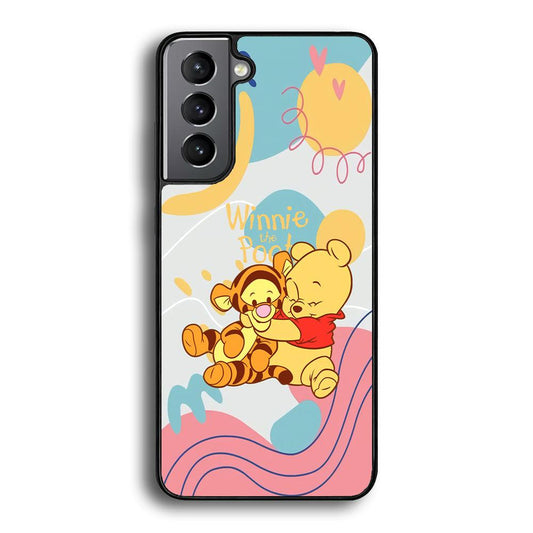 Winnie The Pooh Hug Wholeheartedly Samsung Galaxy S24 Plus Case-Rubber Black (2D Case)-Oxvistore