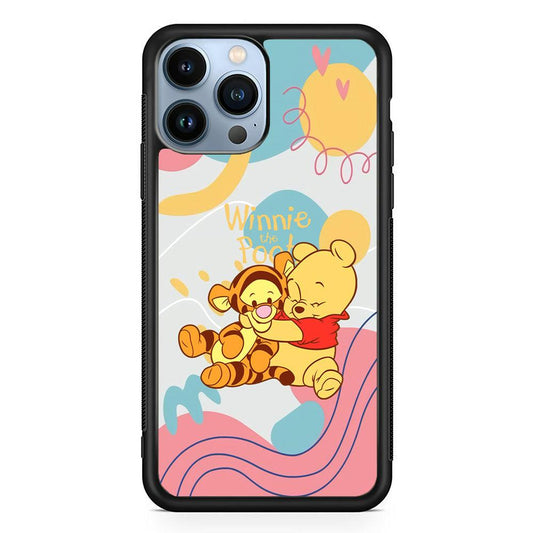 Winnie The Pooh Hug Wholeheartedly iPhone 13 Pro Max Case-Rubber Black (2D Case)-Oxvistore