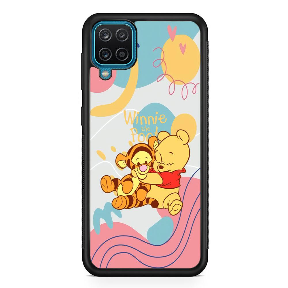 Winnie The Pooh Hug Wholeheartedly Samsung Galaxy A12 Case-Rubber Black (2D Case)-Oxvistore
