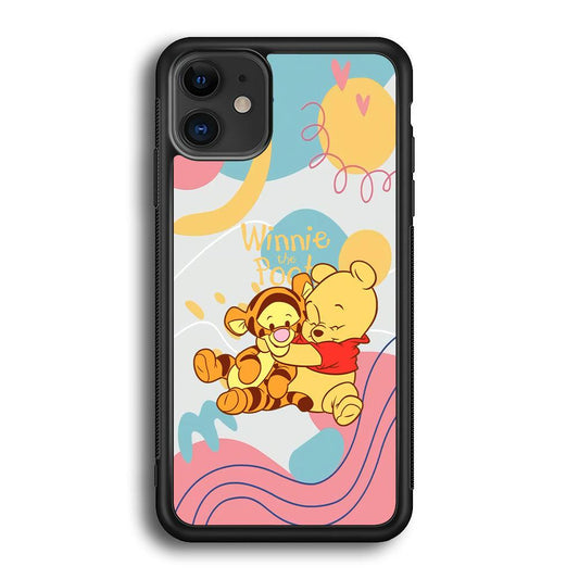 Winnie The Pooh Hug Wholeheartedly iPhone 11 Case-Rubber Black (2D Case)-Oxvistore
