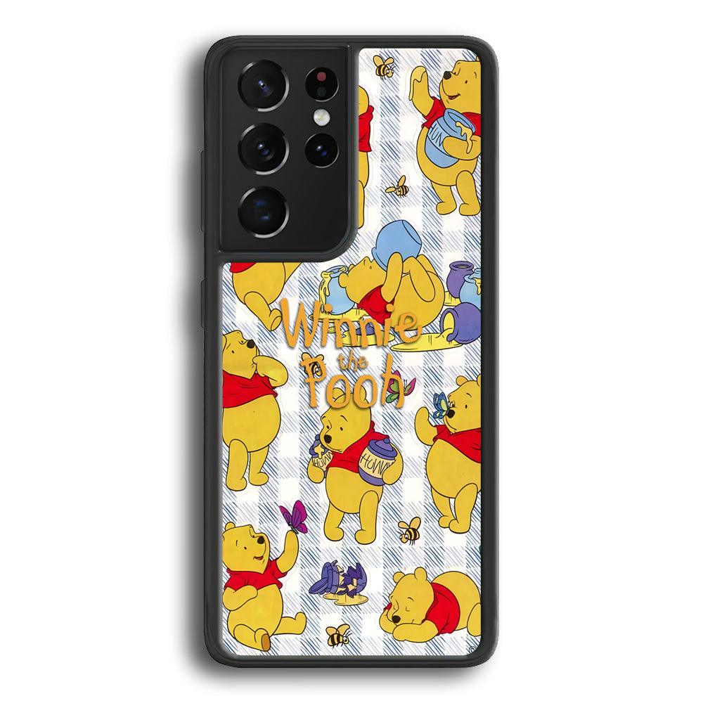 Winnie The Pooh Moment in A Day Samsung Galaxy S23 Ultra Case-Rubber Black (2D Case)-Oxvistore