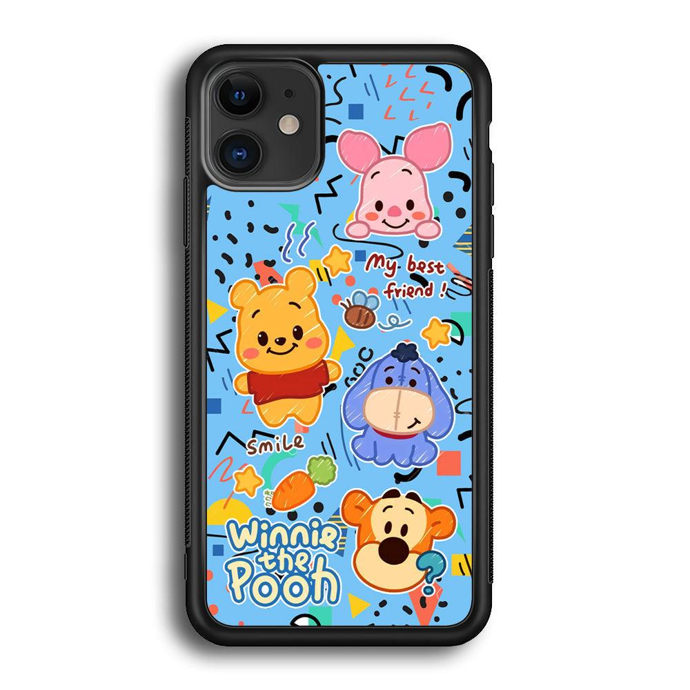 Winnie The Pooh The Best Friend iPhone 11 Case-Rubber Black (2D Case)-Oxvistore