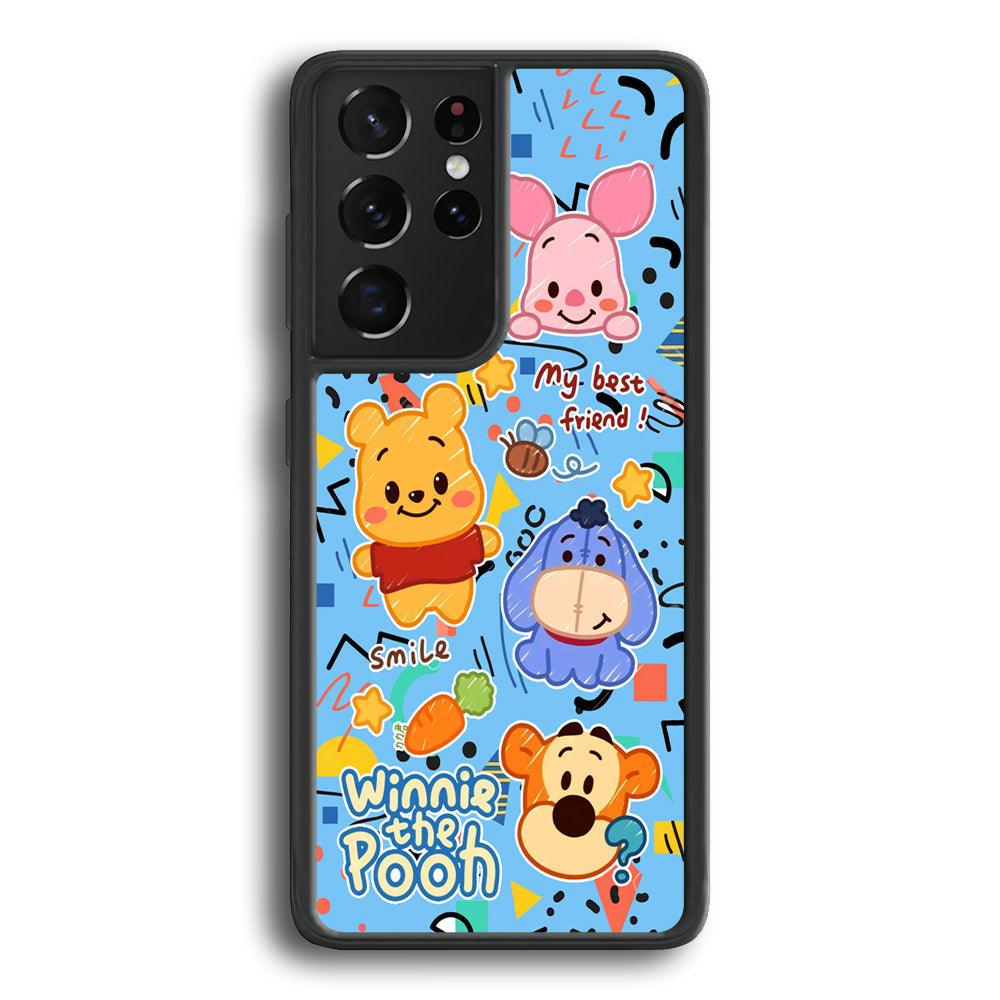 Winnie The Pooh The Best Friend Samsung Galaxy S22 Ultra Case-Rubber Black (2D Case)-Oxvistore
