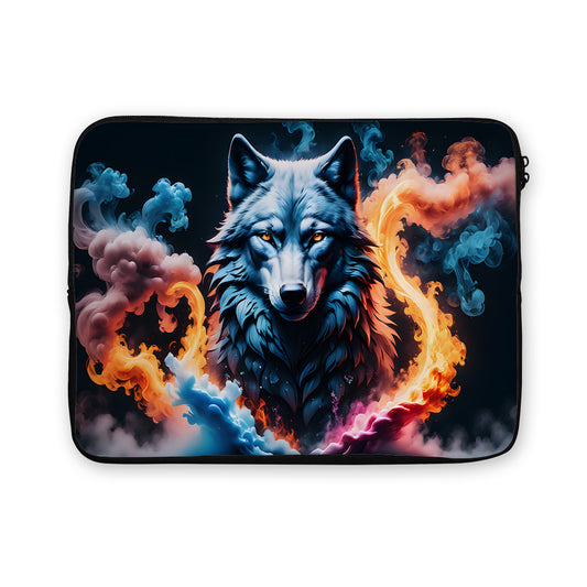Wolf With Colorful Smoke Laptop Sleeve Protective Cover