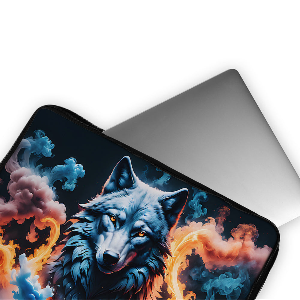 Wolf With Colorful Smoke Laptop Sleeve Protective Cover