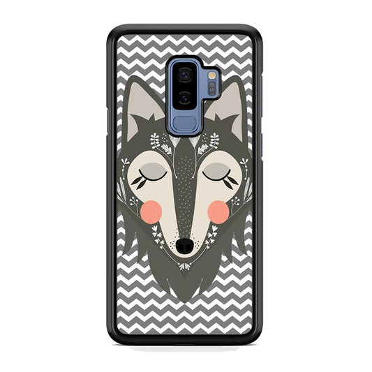 Wolf Bravey Visage Samsung Galaxy S9 Plus Case-Rubber Black (2D Case)-Oxvistore