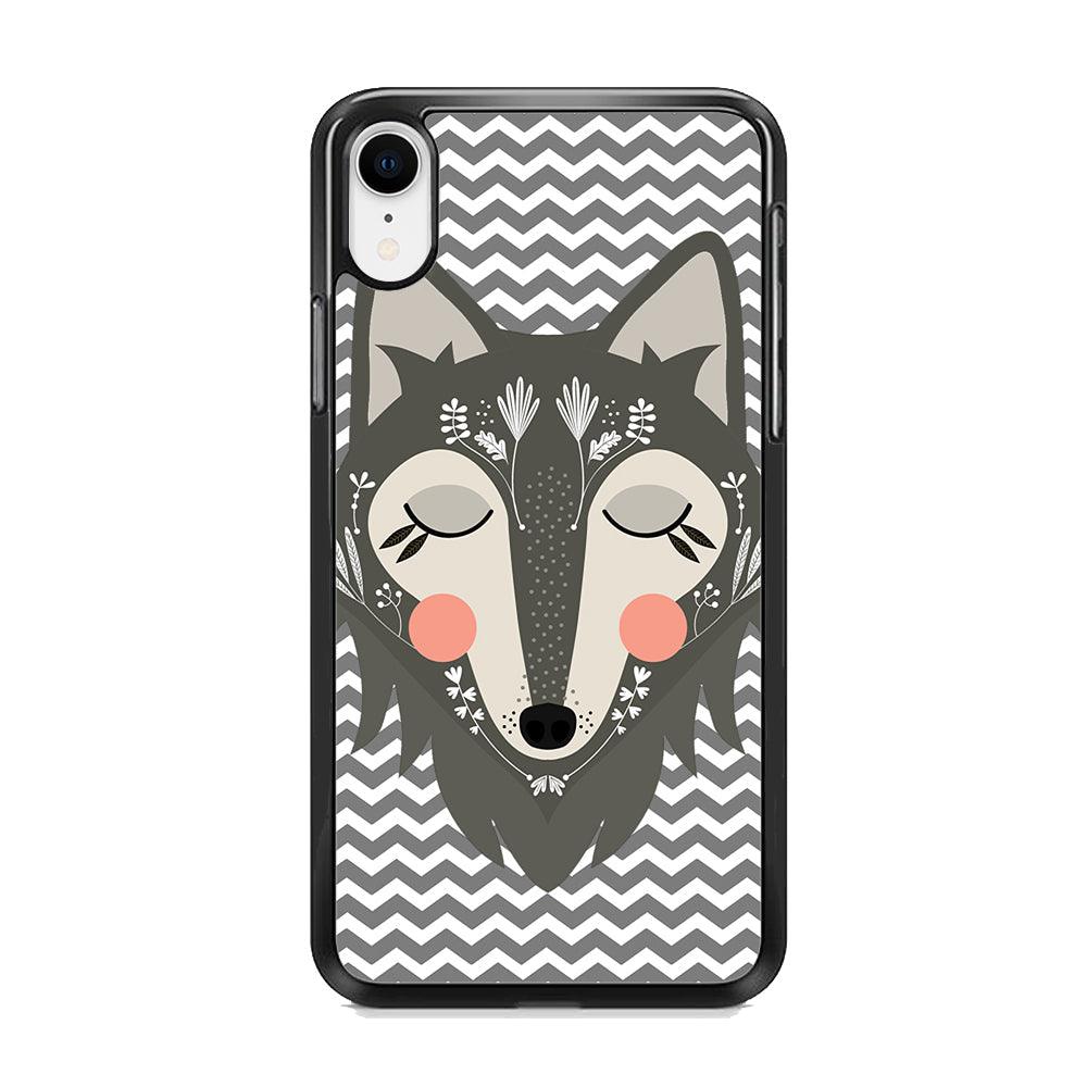 Wolf Bravey Visage iPhone XR Case-Rubber White (2D Case)-Oxvistore