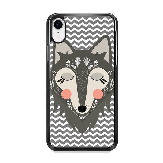 Wolf Bravey Visage iPhone XR Case-Rubber White (2D Case)-Oxvistore