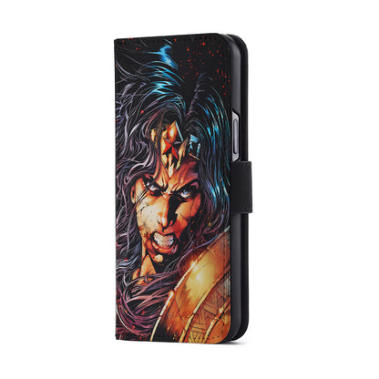 Wonder Woman Comic Art Flip Wallet Phone Case