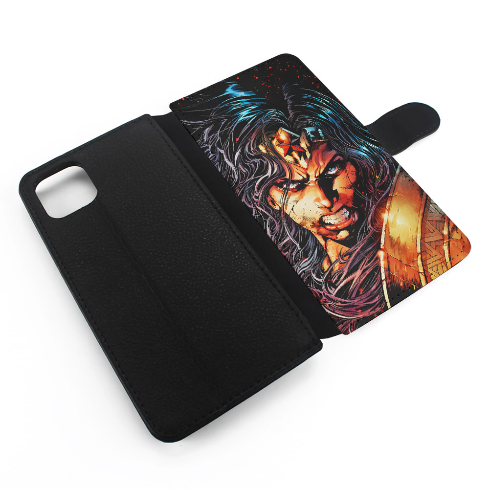 Wonder Woman Comic Art Flip Wallet Phone Case