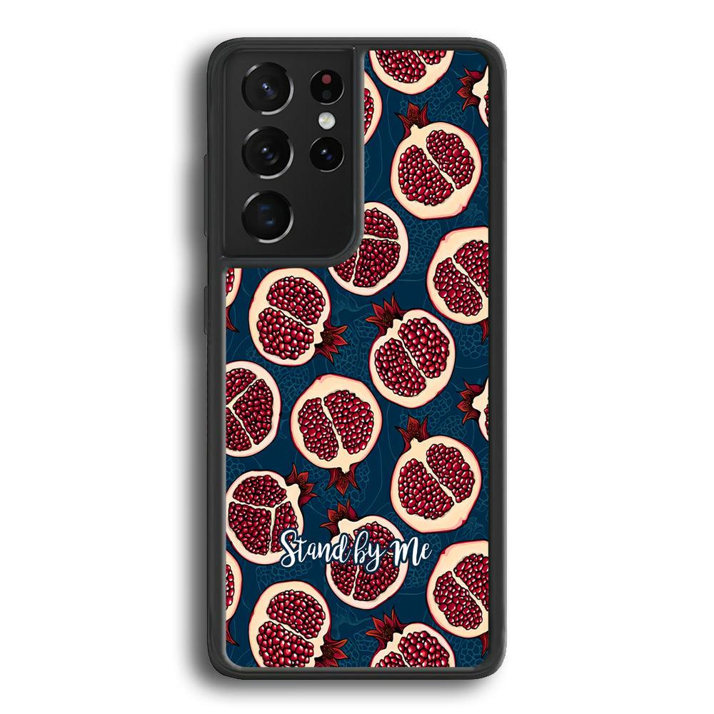 Word in Fruit Pattern 'Stand by Me' Samsung Galaxy S22 Ultra Case-Rubber Black (2D Case)-Oxvistore