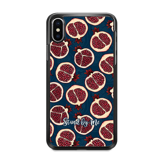 Word in Fruit Pattern 'Stand by Me' iPhone XS Case-Rubber Black (2D Case)-Oxvistore
