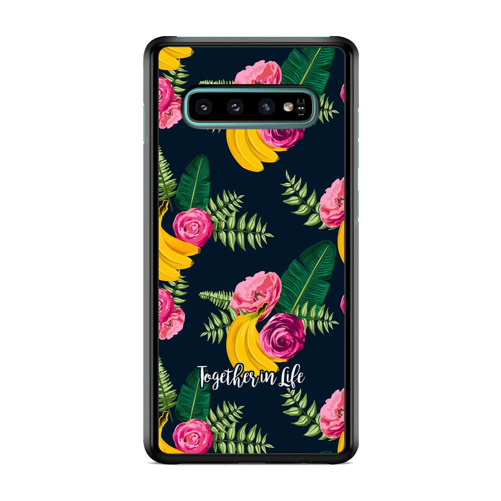 Word in Fruit Pattern 'Together in Life' Samsung Galaxy S10 Plus Case-Rubber Black (2D Case)-Oxvistore