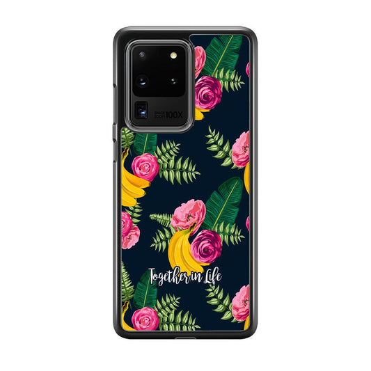 Word in Fruit Pattern 'Together in Life' Samsung Galaxy S20 Ultra Case-Rubber Black (2D Case)-Oxvistore