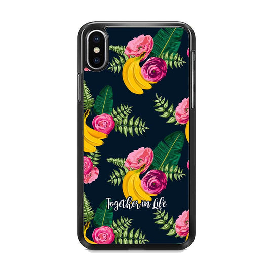 Word in Fruit Pattern 'Together in Life' iPhone XS MAX Case-Rubber Black (2D Case)-Oxvistore