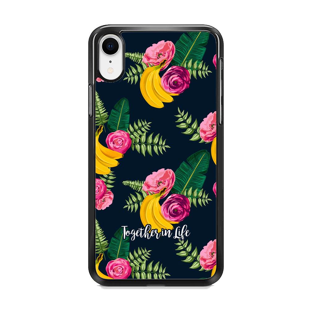 Word in Fruit Pattern 'Together in Life' iPhone XR Case-Rubber Black (2D Case)-Oxvistore