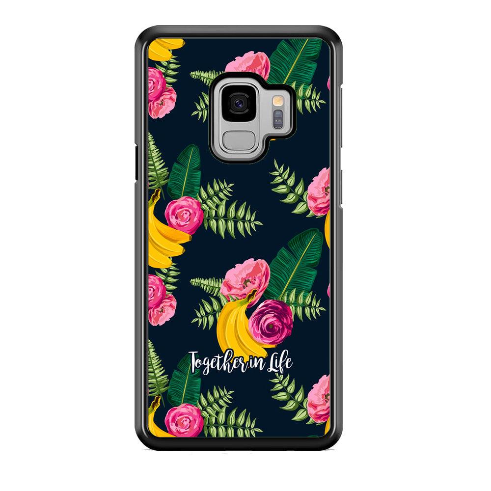Word in Fruit Pattern 'Together in Life' Samsung Galaxy S9 Case-Rubber Black (2D Case)-Oxvistore