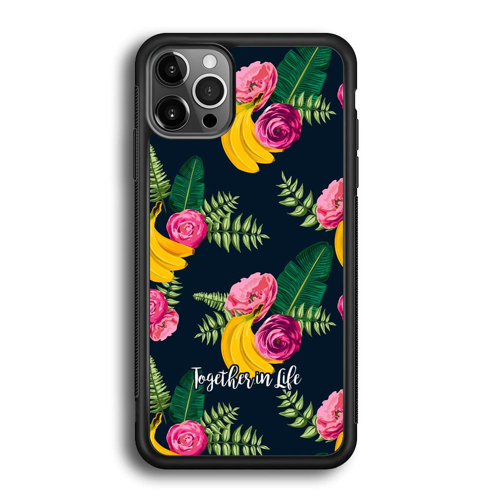 Word in Fruit Pattern 'Together in Life' iPhone 12 Pro Case-Rubber Black (2D Case)-Oxvistore