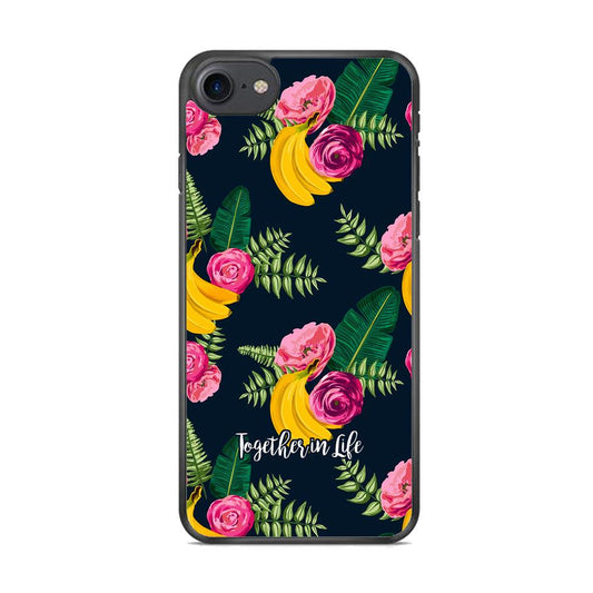 Word in Fruit Pattern 'Together in Life' iPhone 8 Case-Rubber Black (2D Case)-Oxvistore