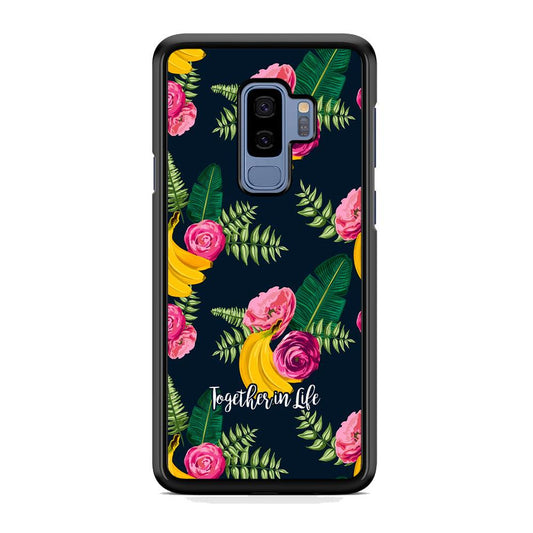Word in Fruit Pattern 'Together in Life' Samsung Galaxy S9 Plus Case-Rubber Black (2D Case)-Oxvistore