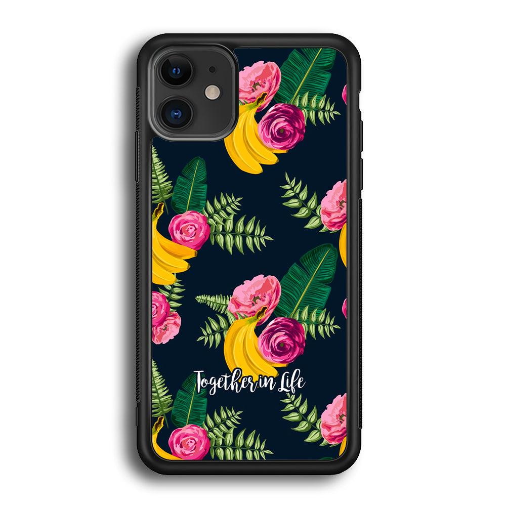 Word in Fruit Pattern 'Together in Life' iPhone 11 Case-Rubber Black (2D Case)-Oxvistore