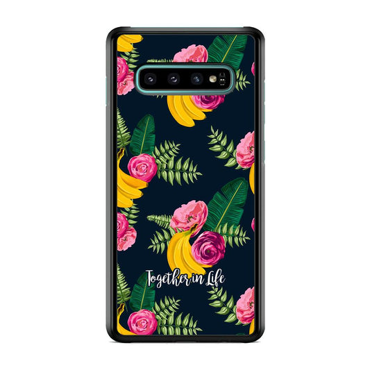 Word in Fruit Pattern 'Together in Life' Samsung Galaxy S10 Case-Rubber Black (2D Case)-Oxvistore