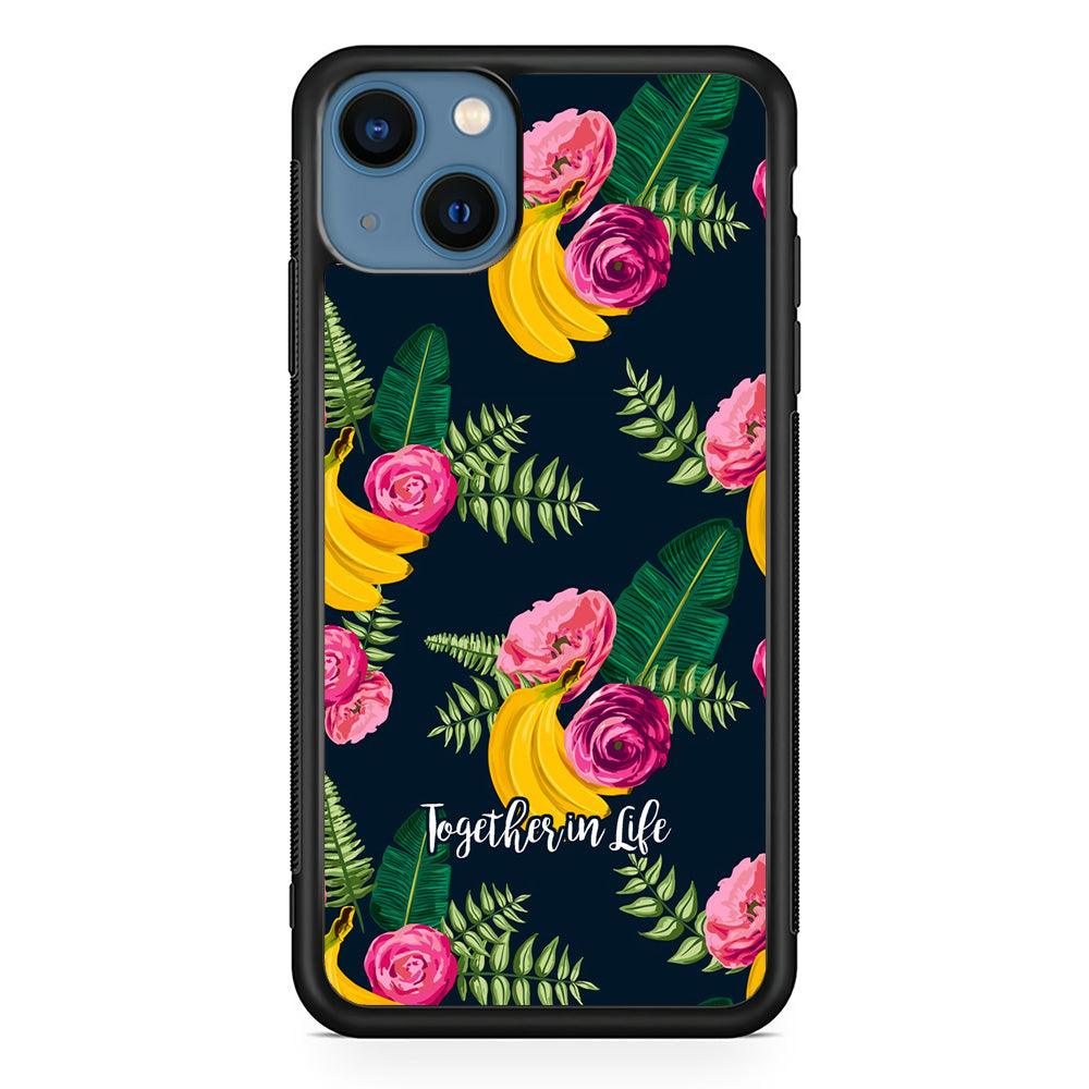 Word in Fruit Pattern 'Together in Life' iPhone 14 Plus Case-Rubber White (2D Case)-Oxvistore