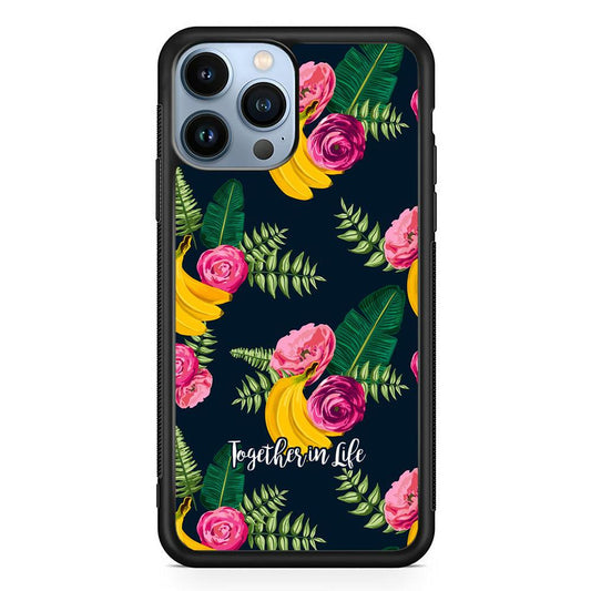 Word in Fruit Pattern 'Together in Life' iPhone 14 Pro Case-Rubber White (2D Case)-Oxvistore