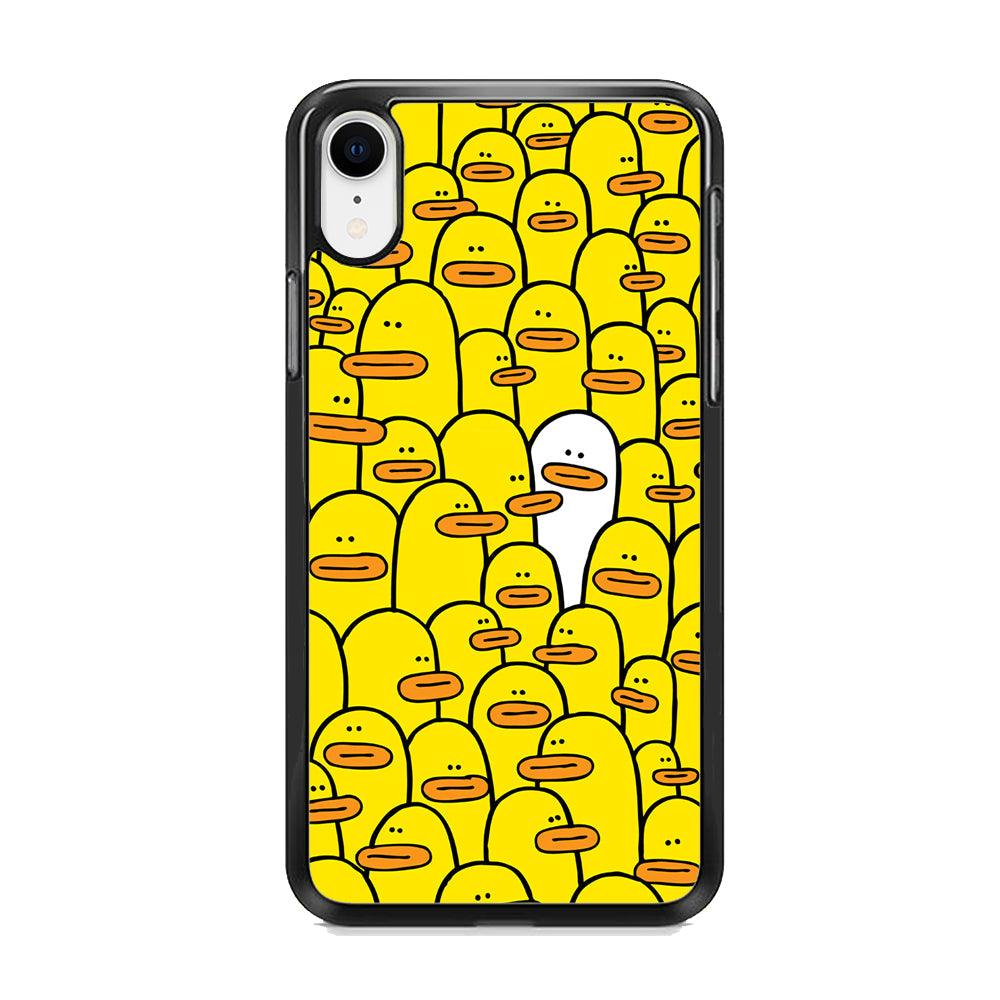 Yellow Duck Face Patern iPhone XR Case-Rubber Black (2D Case)-Oxvistore
