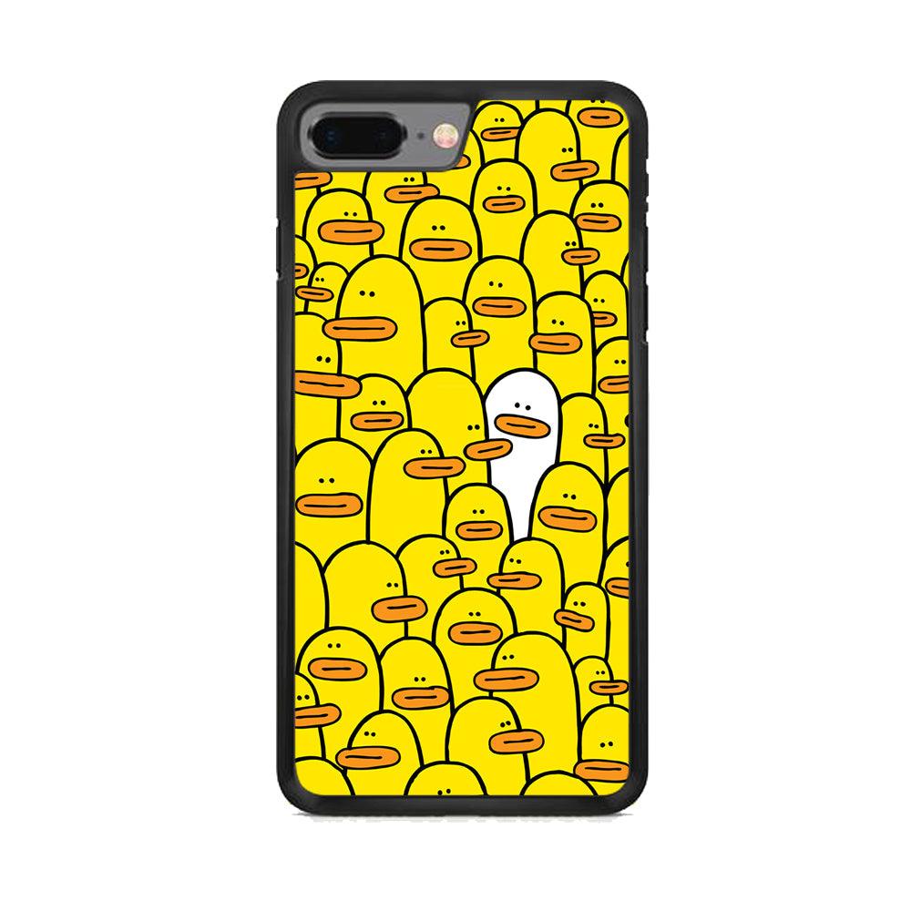 Yellow Duck Face Patern iPhone 8 Plus Case-Rubber Black (2D Case)-Oxvistore